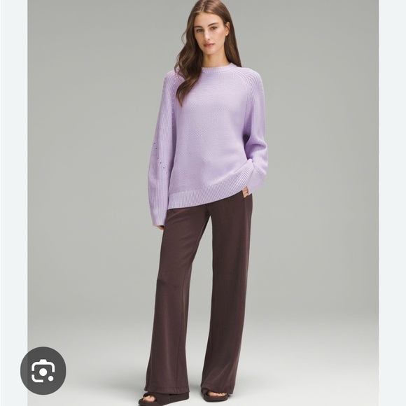 Lululemon Reversible Double Knit Crewneck Sweater Merino Wool purple Women 8 - Picture 2 of 4